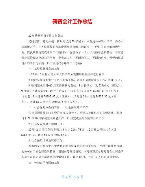 薪资会计工作总结