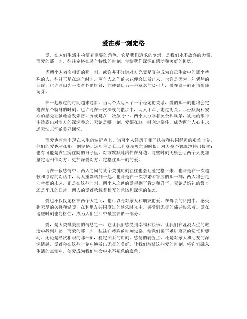 爱在那一刻定格