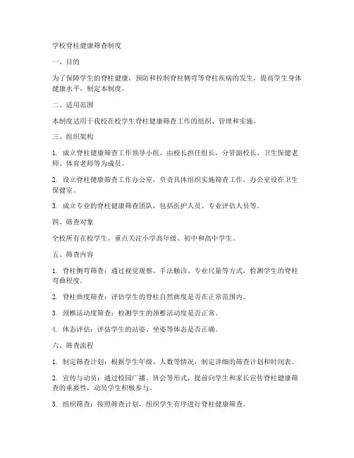 学校脊柱健康筛查制度模板