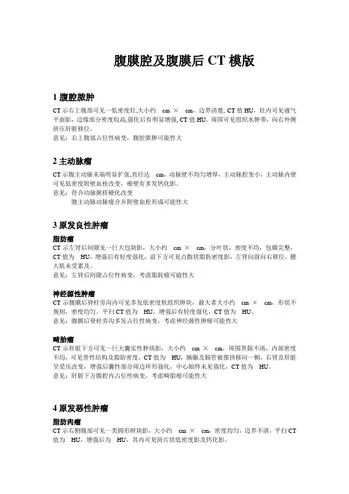 腹膜腔及腹膜后CT报告内容