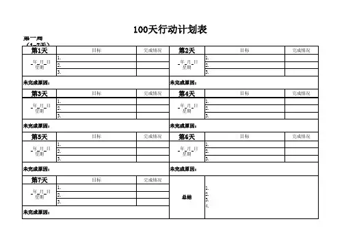 100天行动计划表