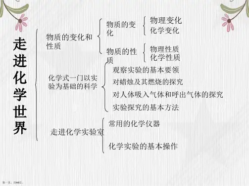 人教版九年级化学上册第一单元 走进化学世界 复习课件张PPT