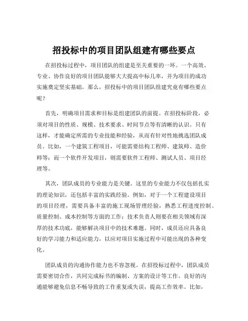 招投标中的项目团队组建有哪些要点