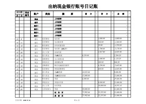 现金银行日报表