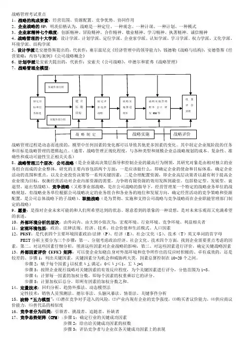 战略管理考试重点