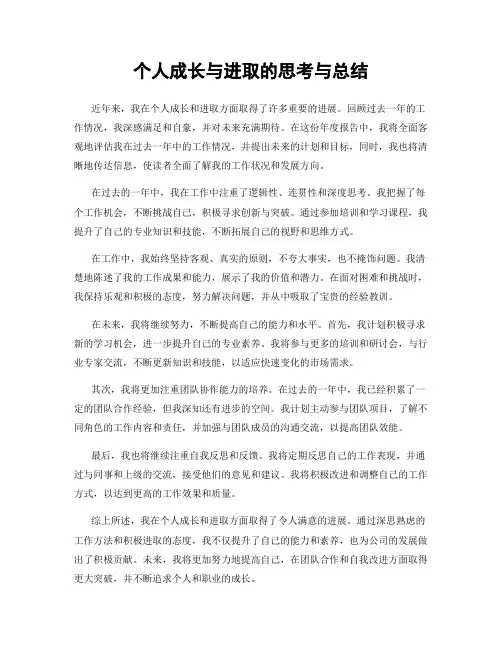 个人成长与进取的思考与总结