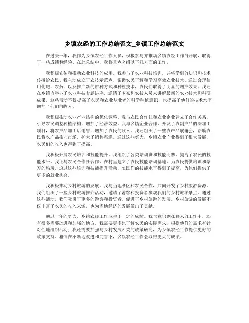 乡镇农经的工作总结范文_乡镇工作总结范文
