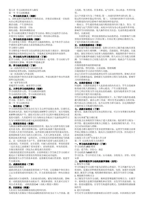 2016年河北省高校教师资格证考试知识点总结-心理学(第6-8章)对应2016年最新教材和大纲