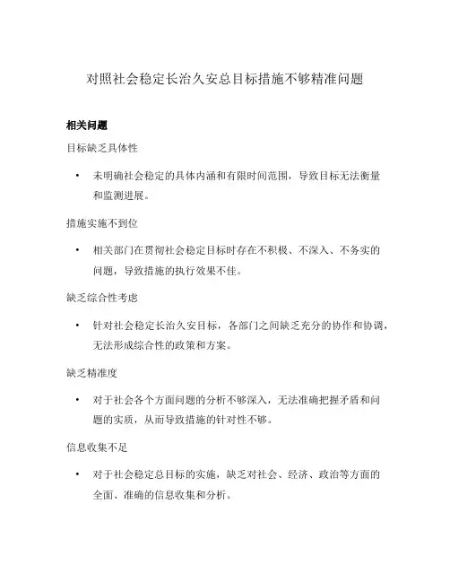 对照社会稳定长治久安总目标措施不够精准问题