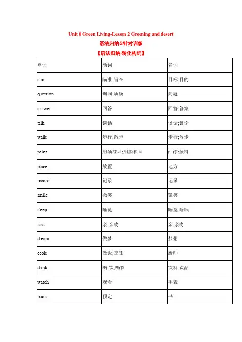 新北师大版高中英语必修三：Unit 8 Green Living Lesson 2 学案