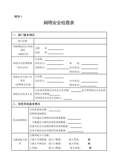 网络安全检查表