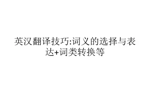 翻译技巧： 词义的选择与表达+词类转换等