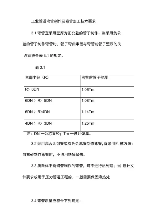 工业管道弯管制作及卷管加工技术要求