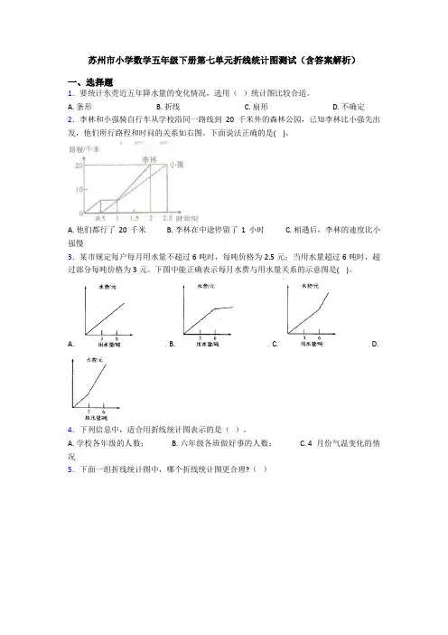 苏州市小学数学五年级下册第七单元折线统计图测试(含答案解析)