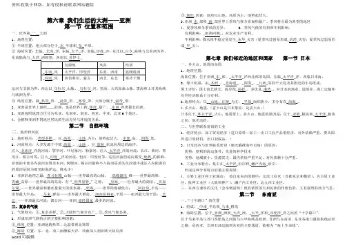 最新人教版七年级下地理复习提纲(完整版)知识讲解