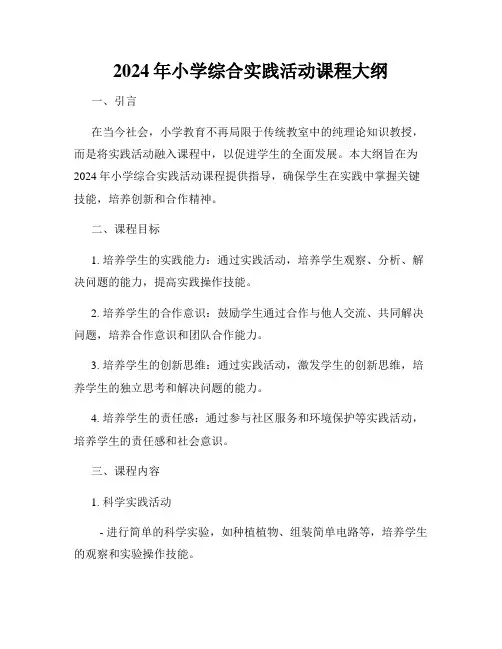 2024年小学综合实践活动课程大纲