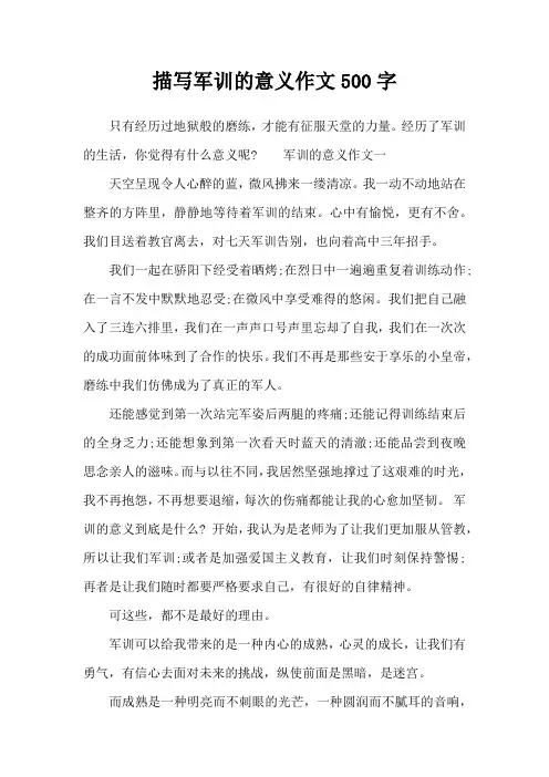 描写军训的意义作文500字