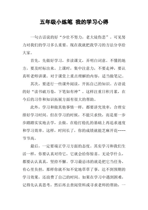 五年级小练笔 我的学习心得