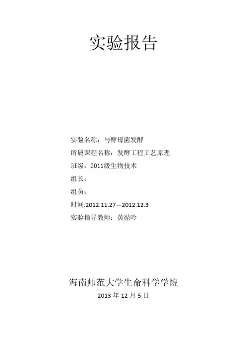发酵实验报告