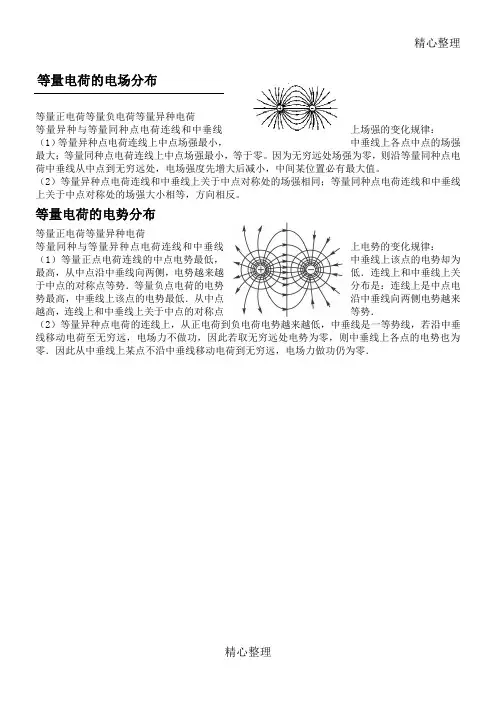 等量电荷的电场和电势分布