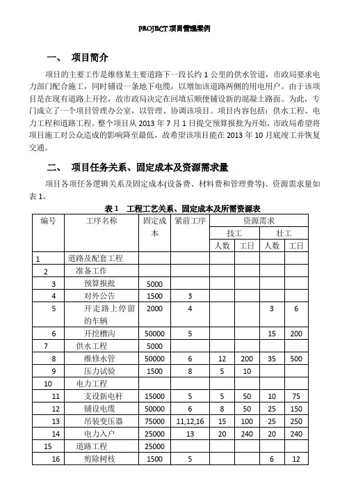 PROJECT项目管理案例作业