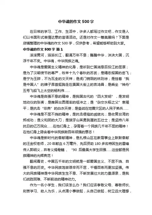 中华魂的作文500字