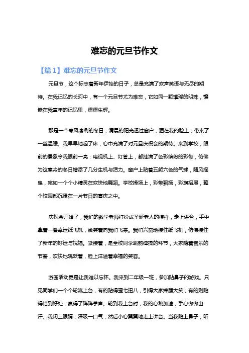 难忘的元旦节作文