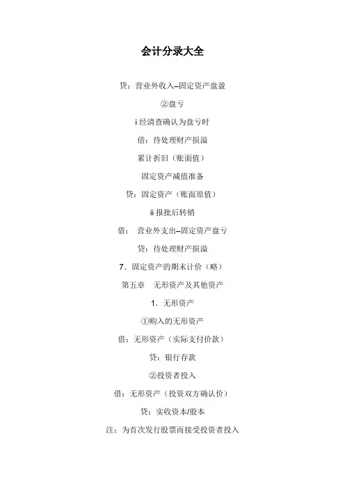 会计分录大全