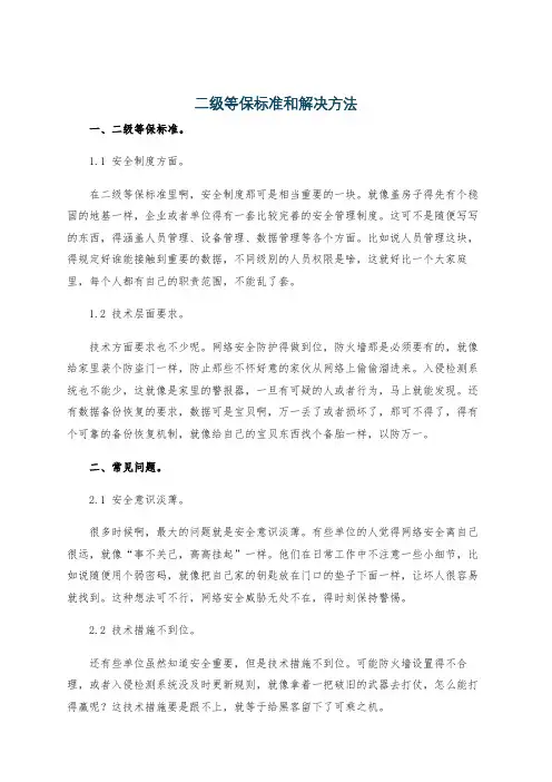 二级等保标准和解决方法