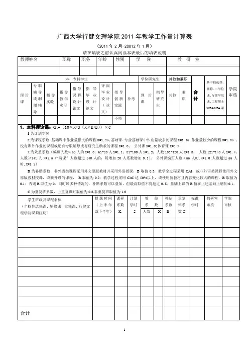 工作量计算表