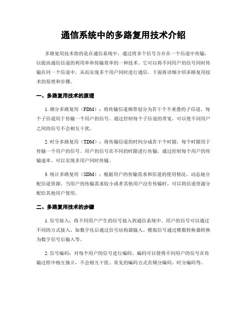 通信系统中的多路复用技术介绍