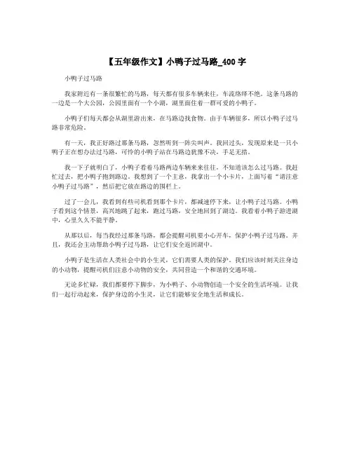 【五年级作文】小鸭子过马路_400字