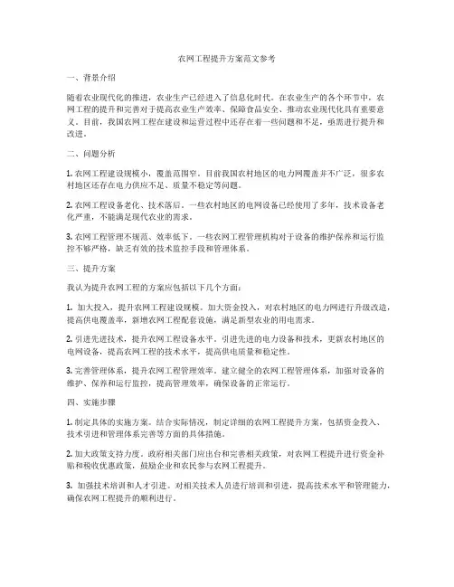 农网工程提升方案范文参考