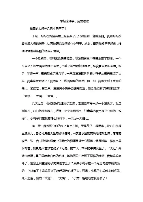 想起这件事,我就难过