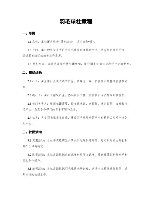 羽毛球社章程