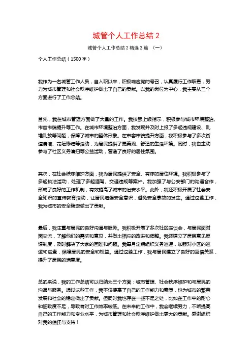 城管个人工作总结22篇