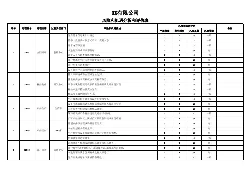 风险和机遇分析和评估表