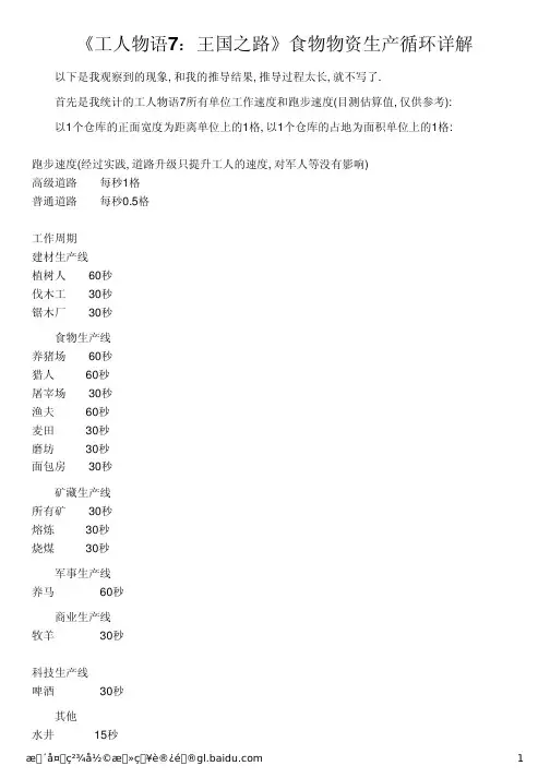 《工人物语7：王国之路》食物物资生产循环详解