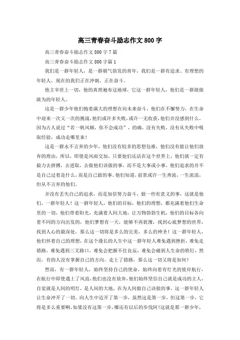高三青春奋斗励志作文800字