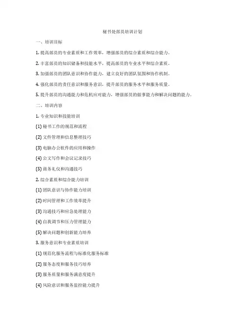 秘书处部员培训计划