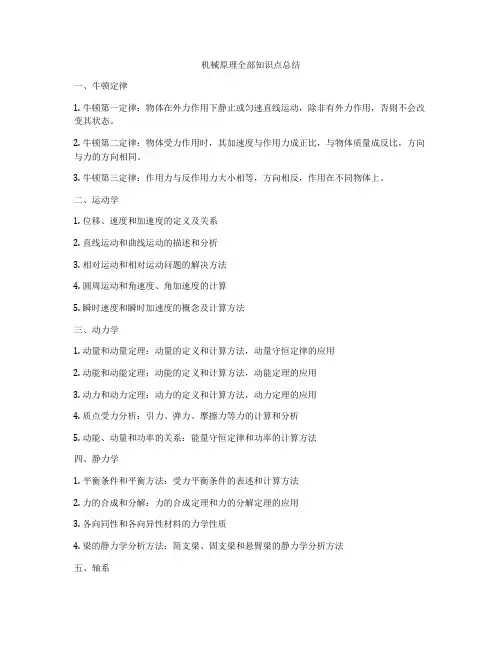 机械原理全部知识点总结