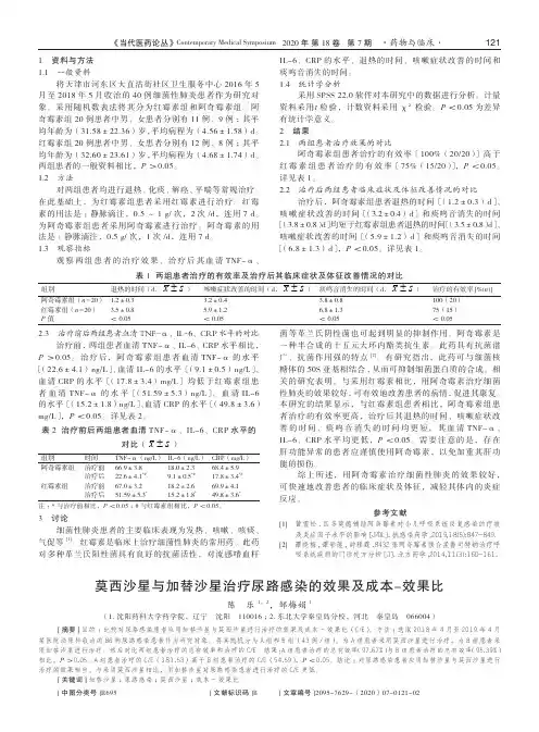 莫西沙星与加替沙星治疗尿路感染的效果及成本-效果比