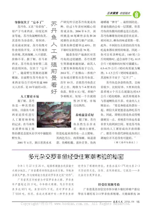 苏丹鱼人工养殖前景看好