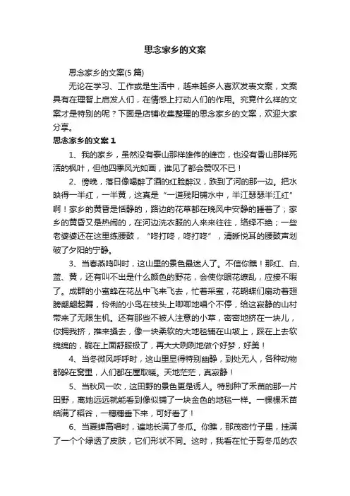 思念家乡的文案