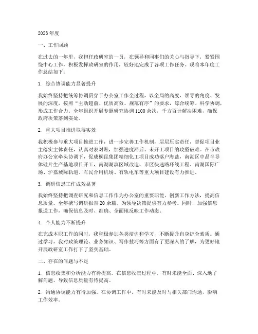 政研室个人工作总结
