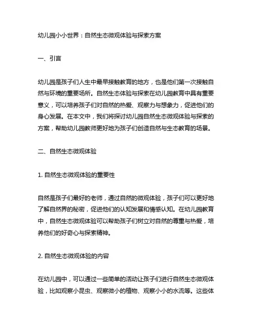 幼儿园小小世界：自然生态微观体验与探索方案