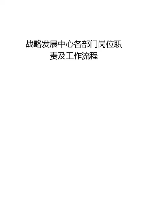 战略发展中心各部门岗位职责和工作流程201014