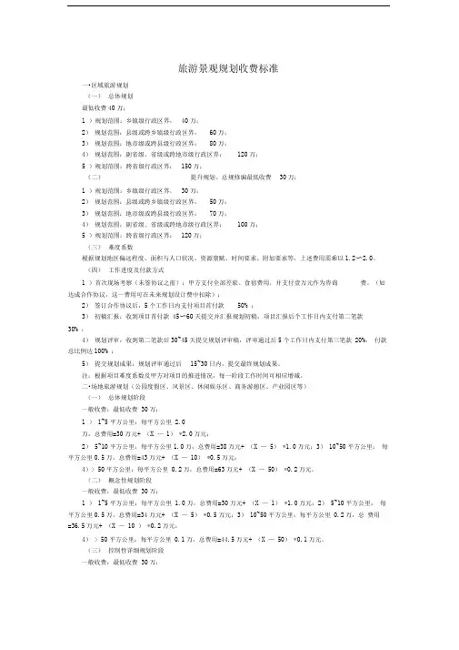 旅游规划收费标准