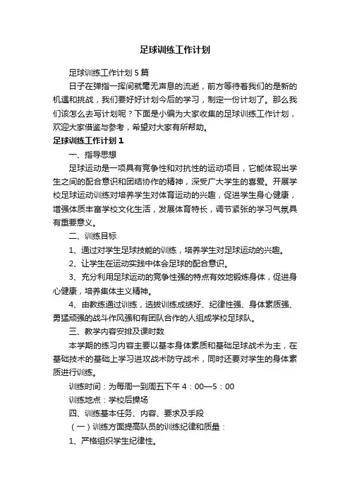 足球训练工作计划5篇