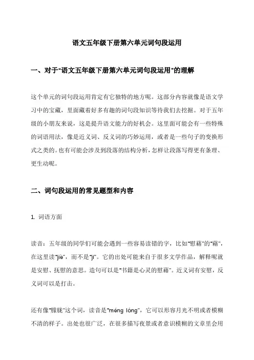 语文五年级下册第六单元词句段运用